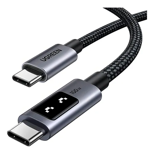 Cable Ugreen Uno USB-C a USB-C 100W 1mts Carga Rápida LED - Negro