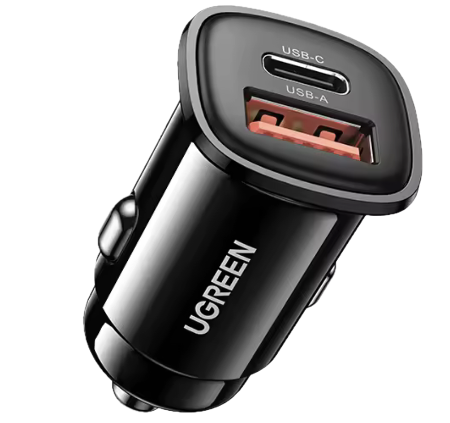 Cargador para Auto Usb-C + Usb-A UGREEN – 30W Fast Charge PD/QC