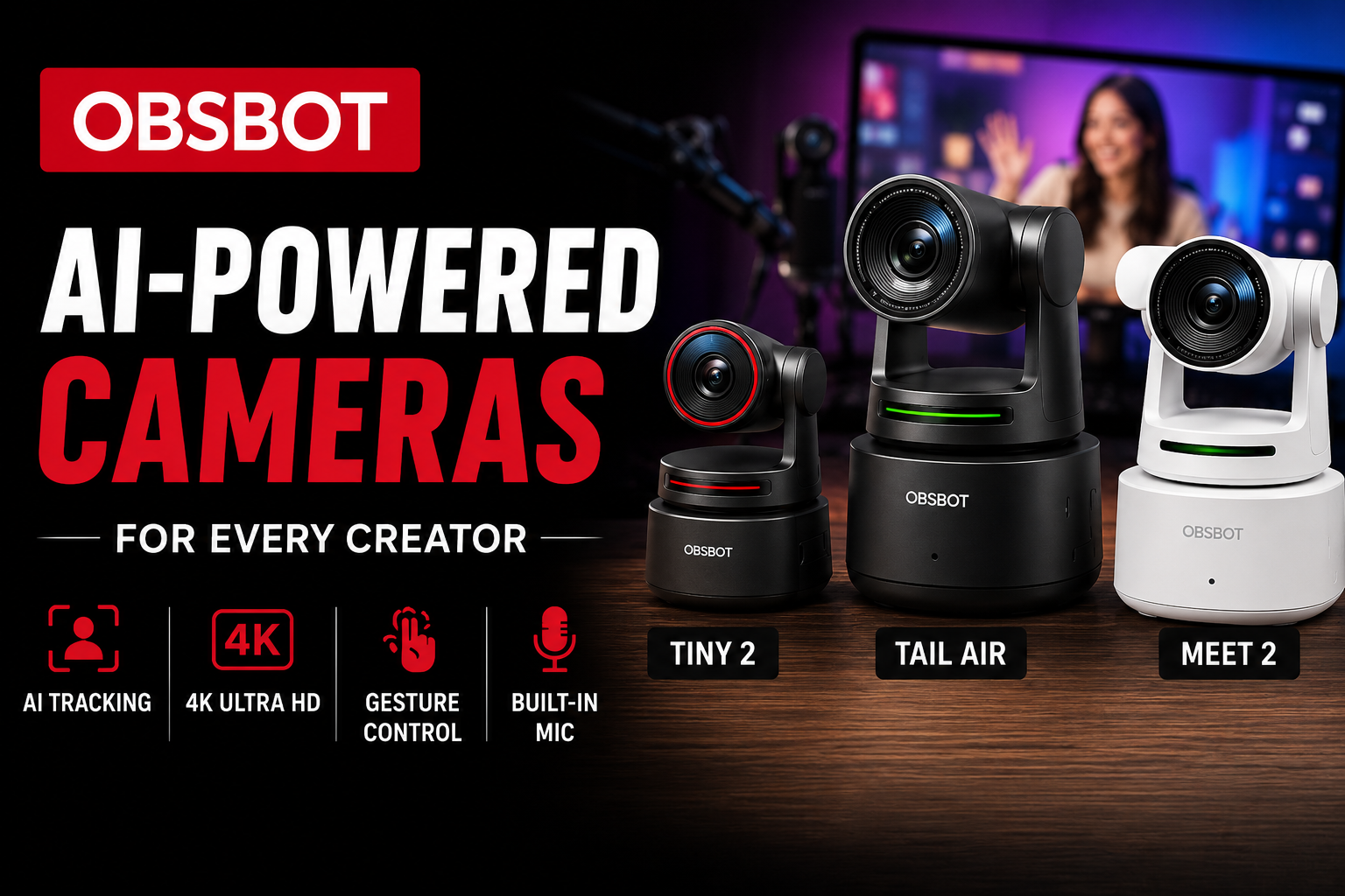 OBSBOT Review 2026: Best AI Cameras, Webcams & PTZ Cameras for Creators