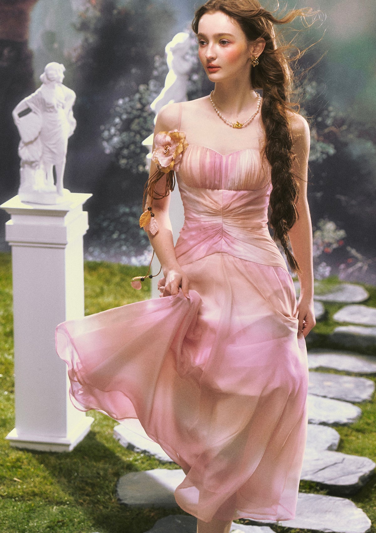 Pink Clouds of Sakura Dress-Lacemade