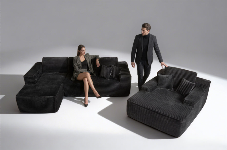 OVIOS Cloud Sectional Couch with Comfy Chaise