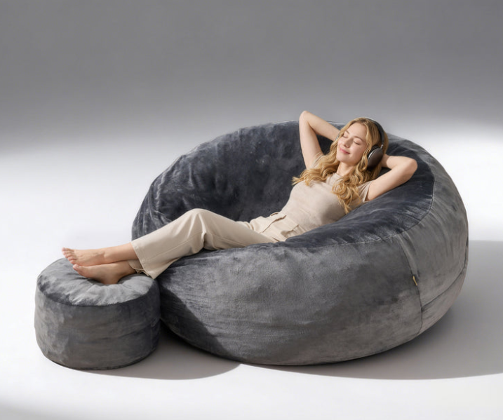 OVIOS Luxurious Fluffy Faux Fur Bean Bag Couch