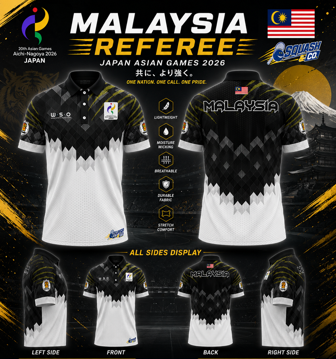 REFEREE BLACK WHITE POLO