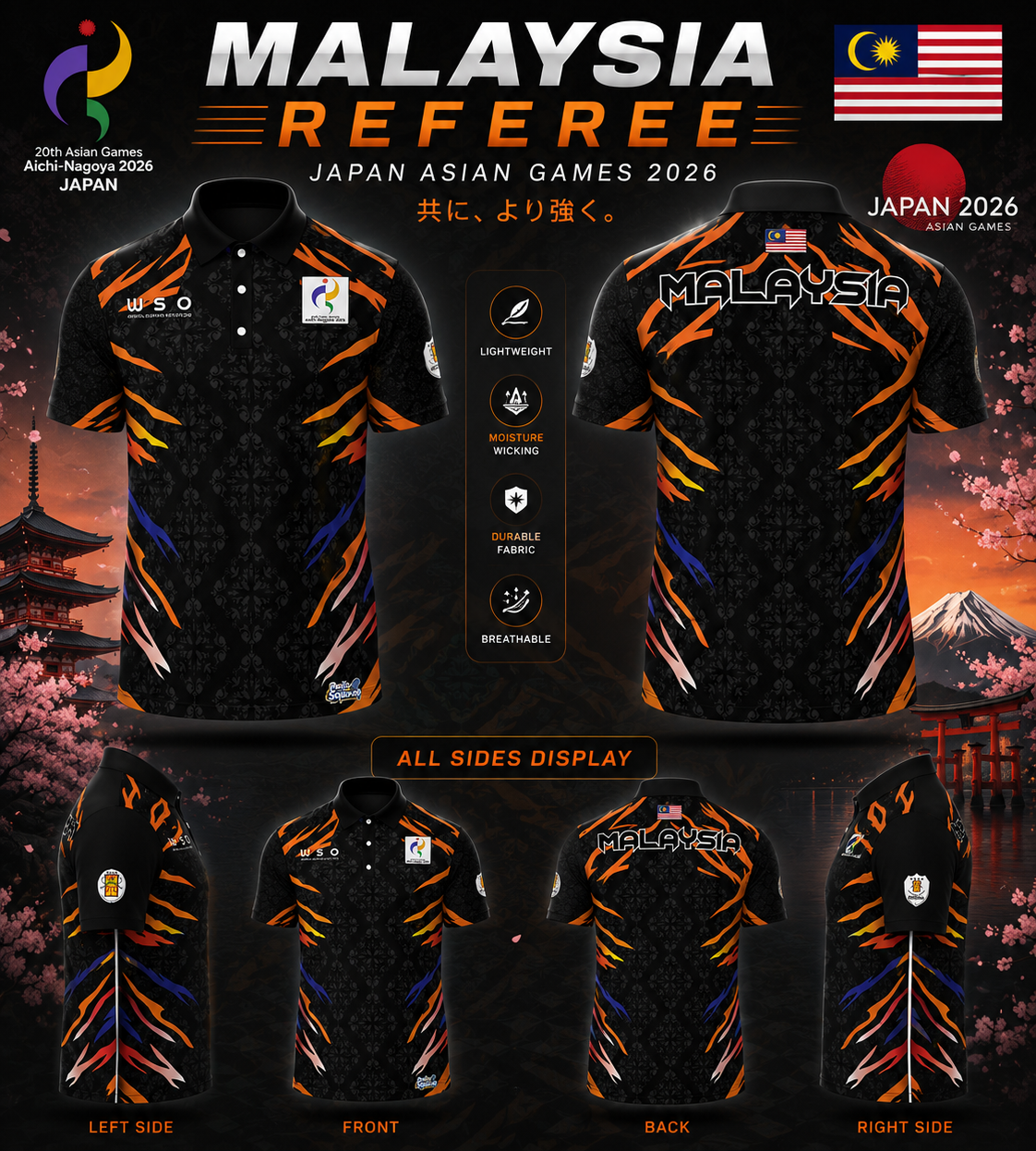 REFEREE ALL BLACK POLO