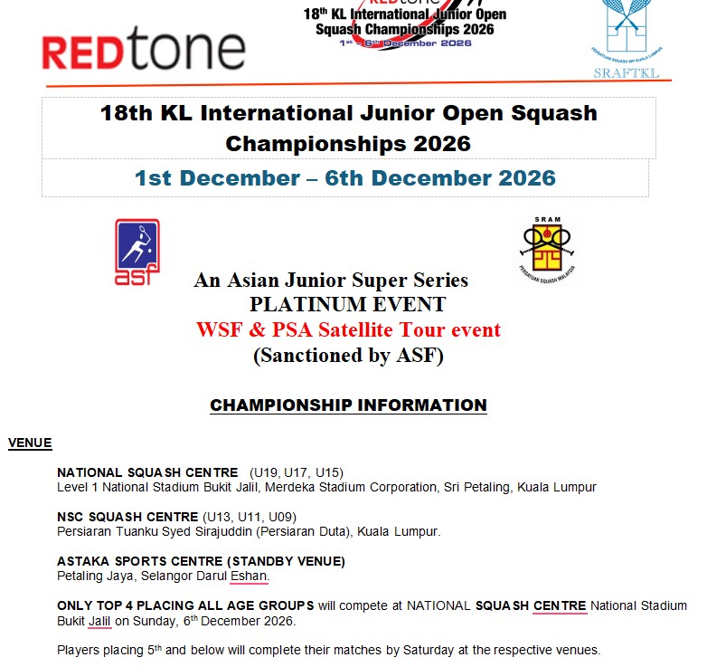 REDtone 18th KL Junior Open Championships 2026