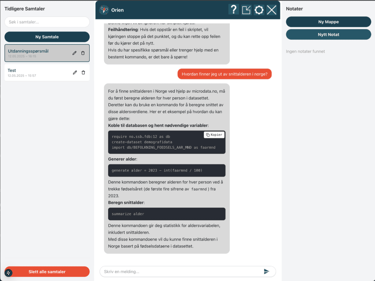 Chatbot for microdata.no