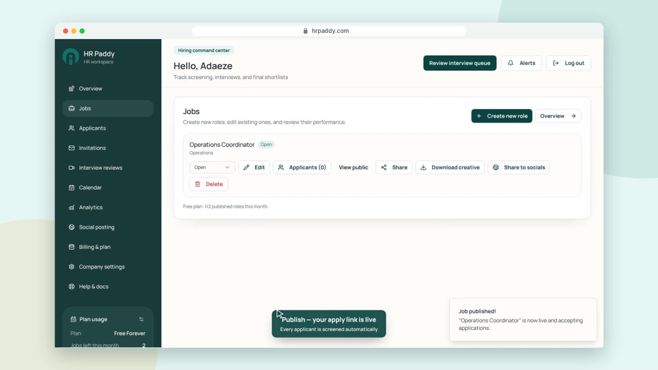 HR Paddy product walkthrough