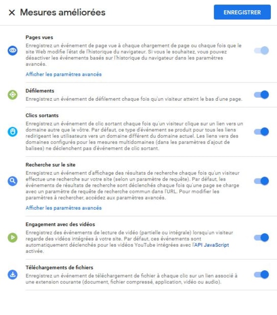 Mesure améliorée dans Google Analytics 4
