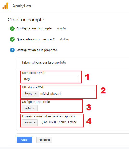 Configurer un compte et une propriété Google Analytics