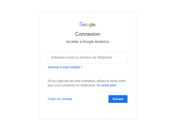Configuration de compte google analytics