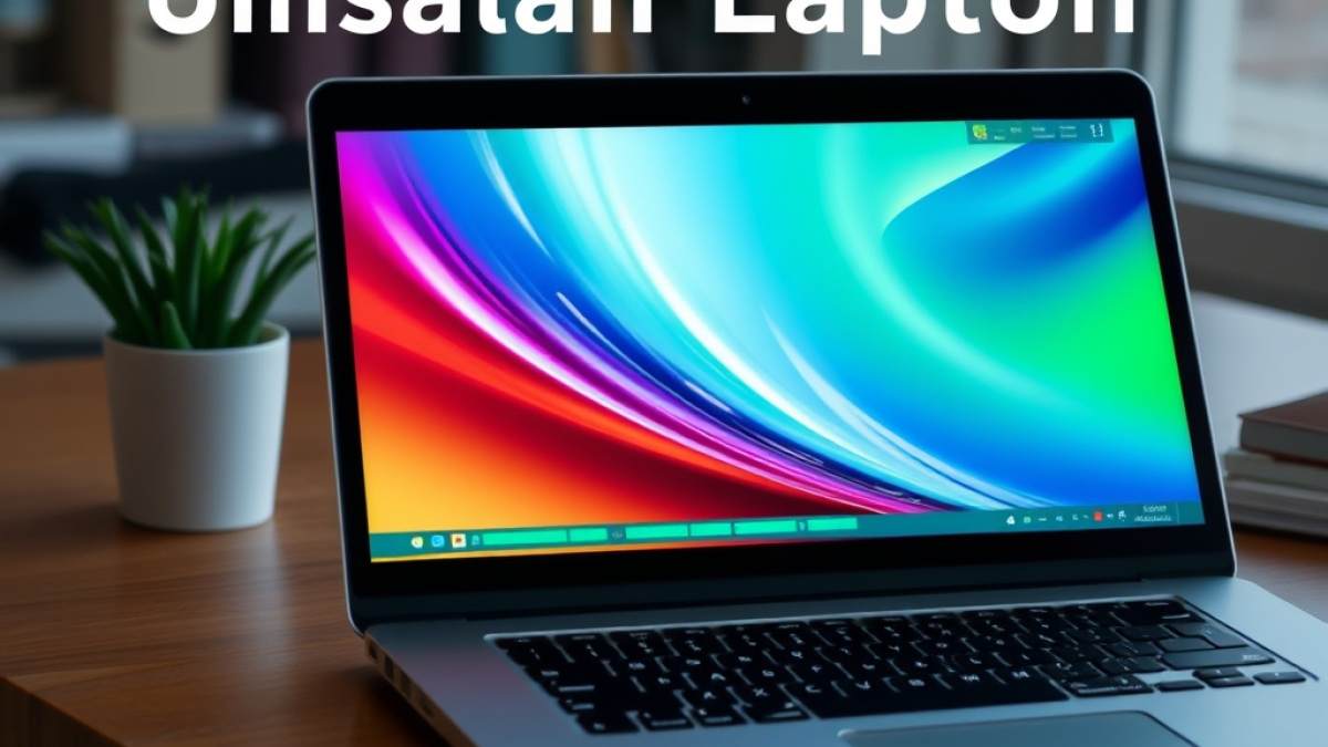 Seseorang sedang menggunakan laptop untuk keperluan sehari-hari di meja kerja