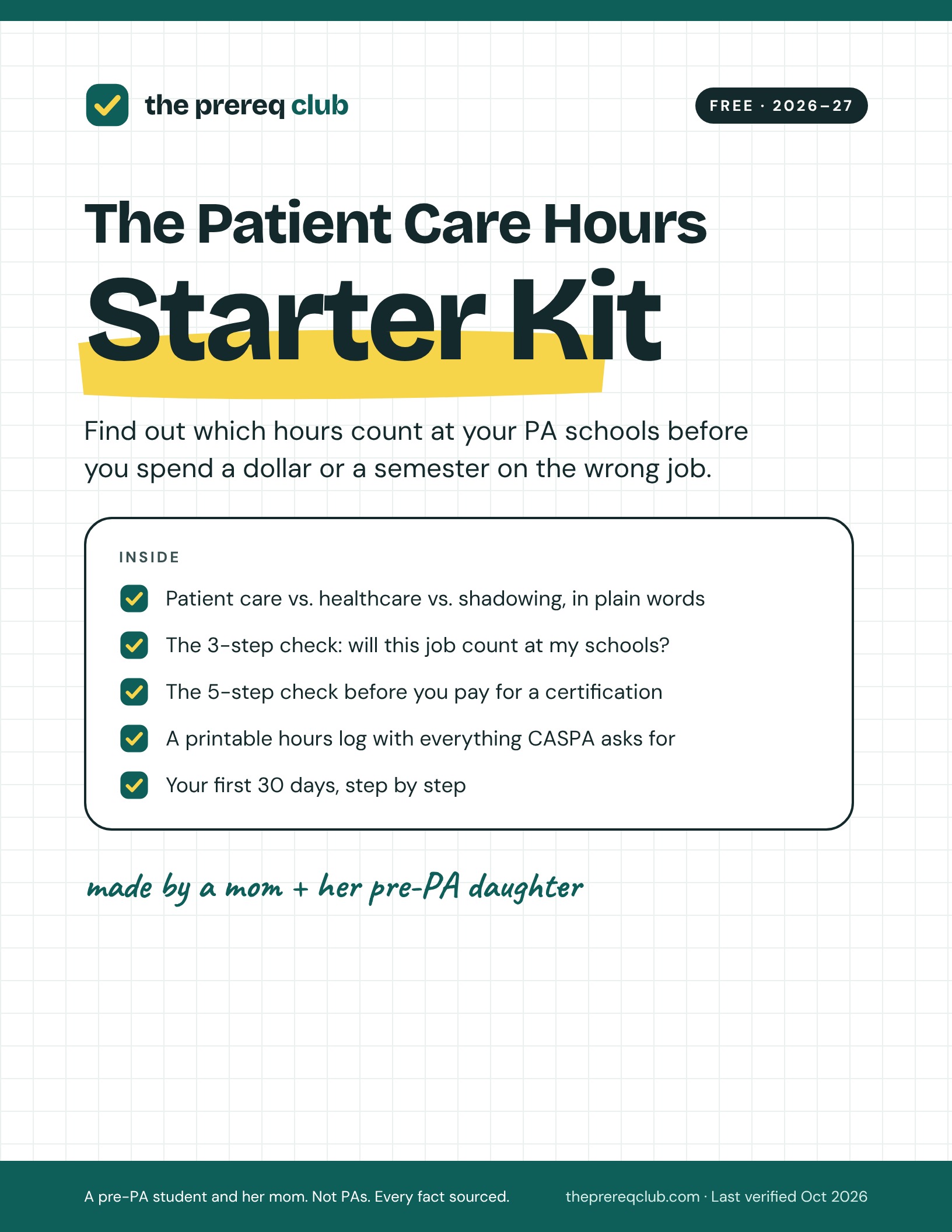 Cover of the free Patient Care Hours Starter Kit