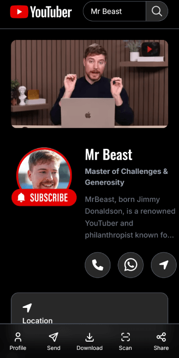 Influencer vCard Demo