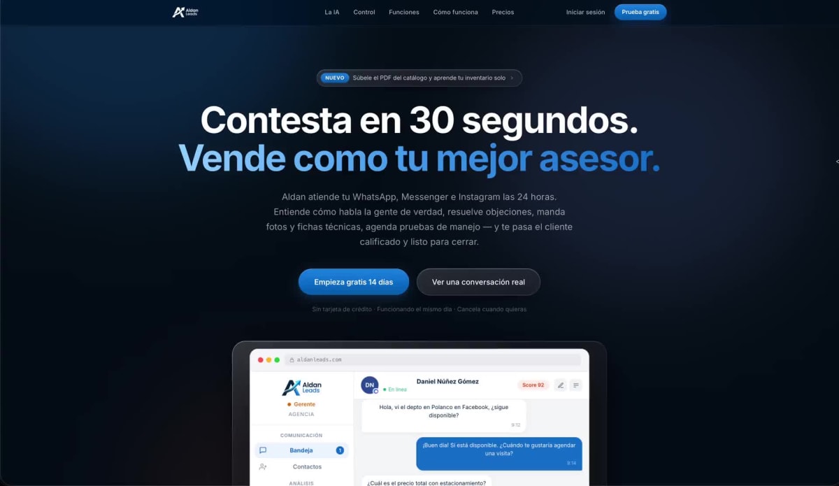 Interfaz de Aldan Leads SaaS