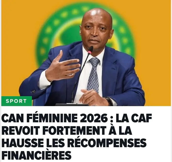 Football féminine 5,8 millions de dollars, contre 3,475 millions de dollars par la CAF...