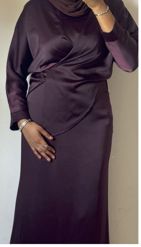 Draped Satin Wrap Maxi Dress