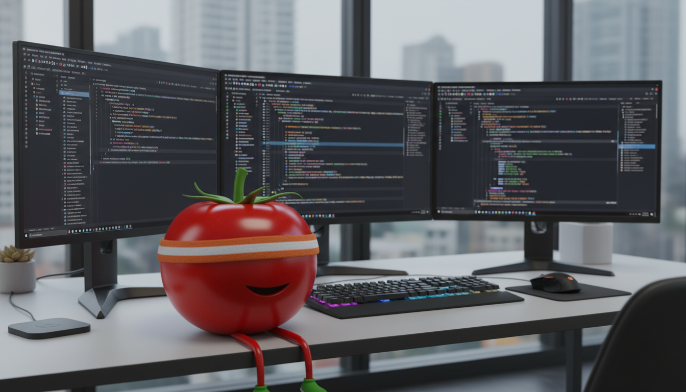 Developer workspace with multiple monitors