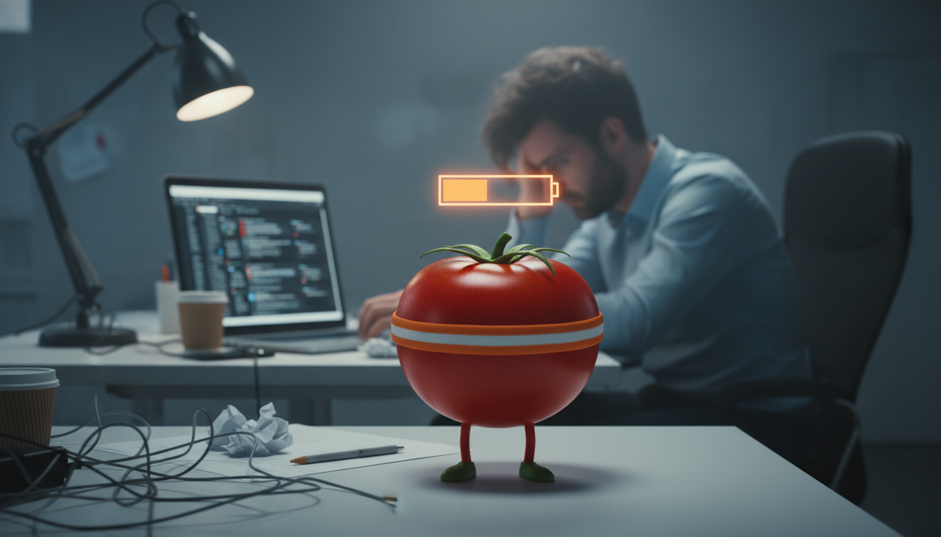 Developer exhausted at desk with too many browser tabs open