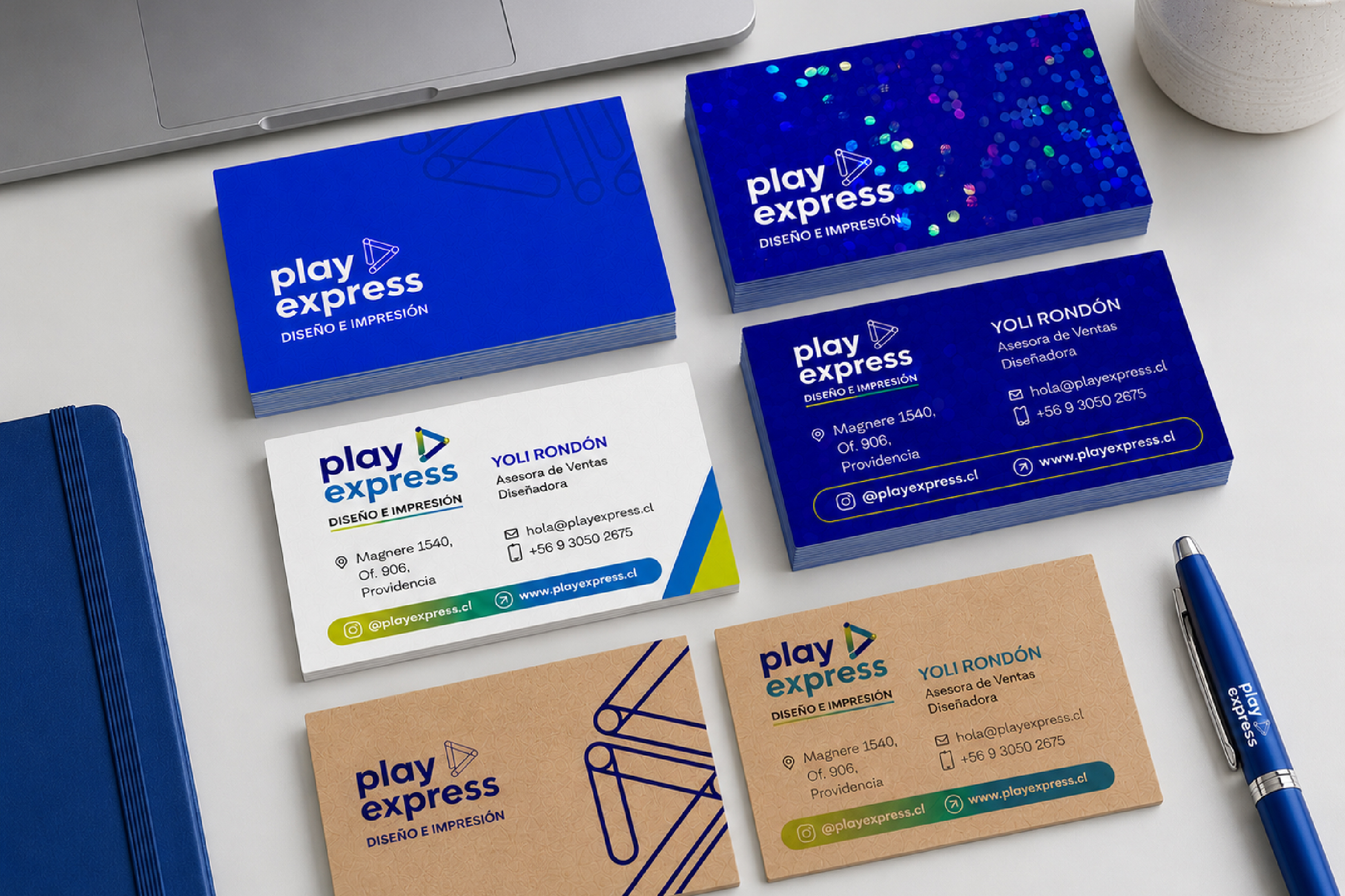 Tarjetas de presentación impresas por Play Express en Providencia