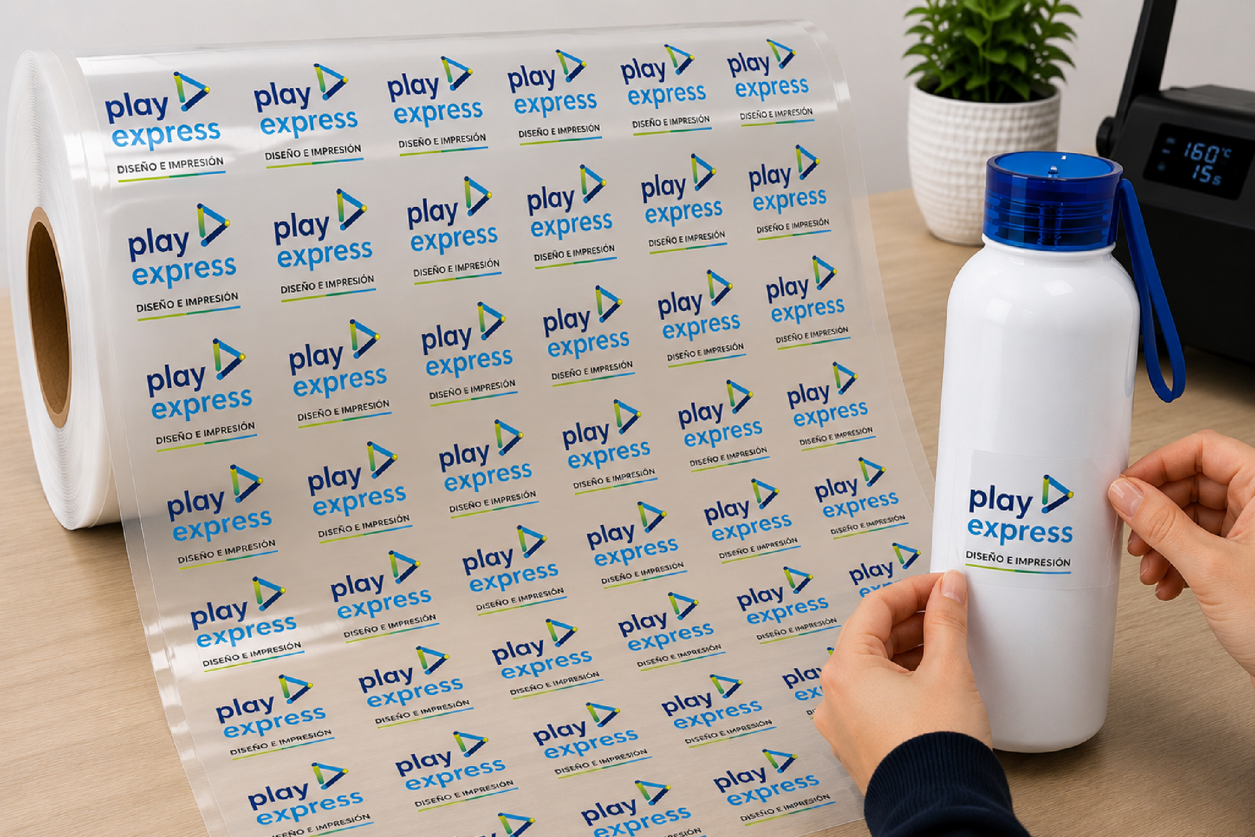 Aplicaciones DTF UV personalizadas con la marca Play Express