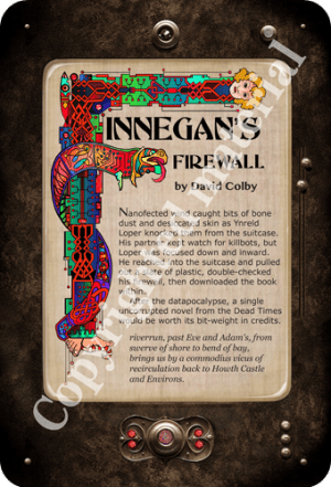 front side of postcard "Finnegan's Firewall"