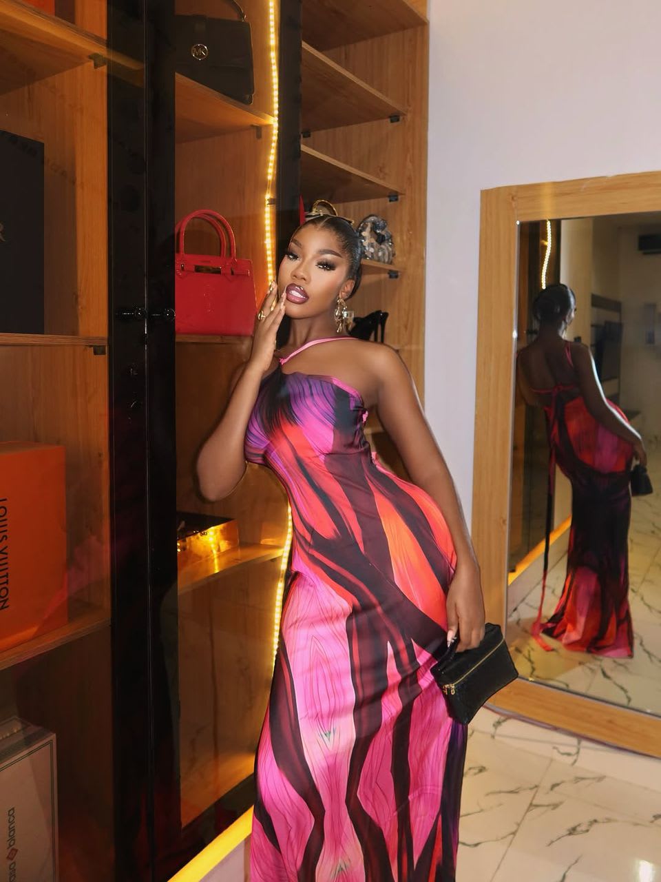 Abstract Print Halterneck Maxi Dress — photo 4