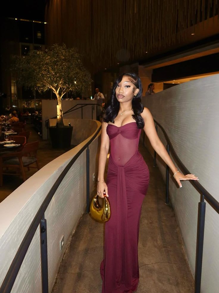 Mesh Corset Ruched Maxi Dress