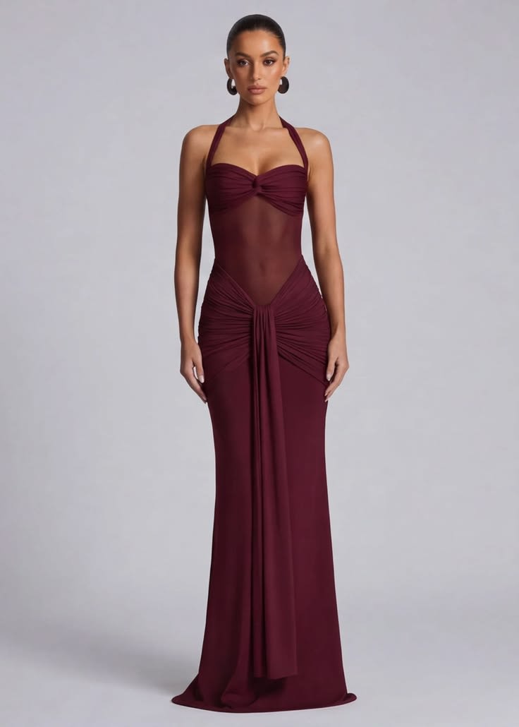 Mesh Corset Ruched Maxi Dress — photo 3