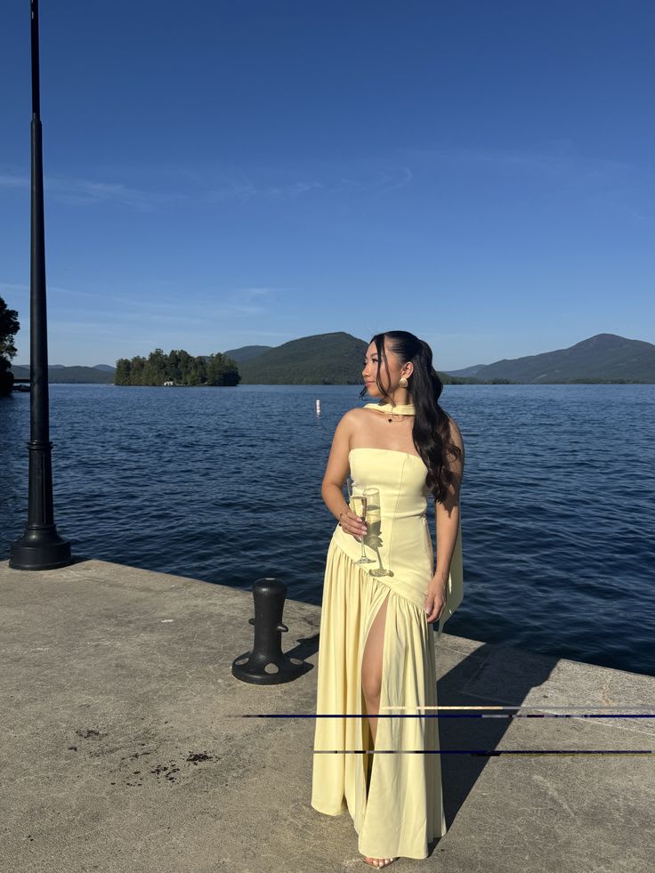 Strapless Scarf Maxi Dress