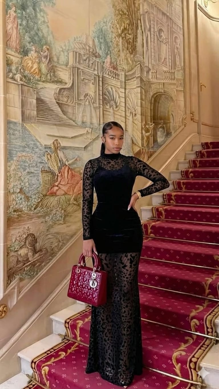 Velvet Sheer Leopard Maxi Dress