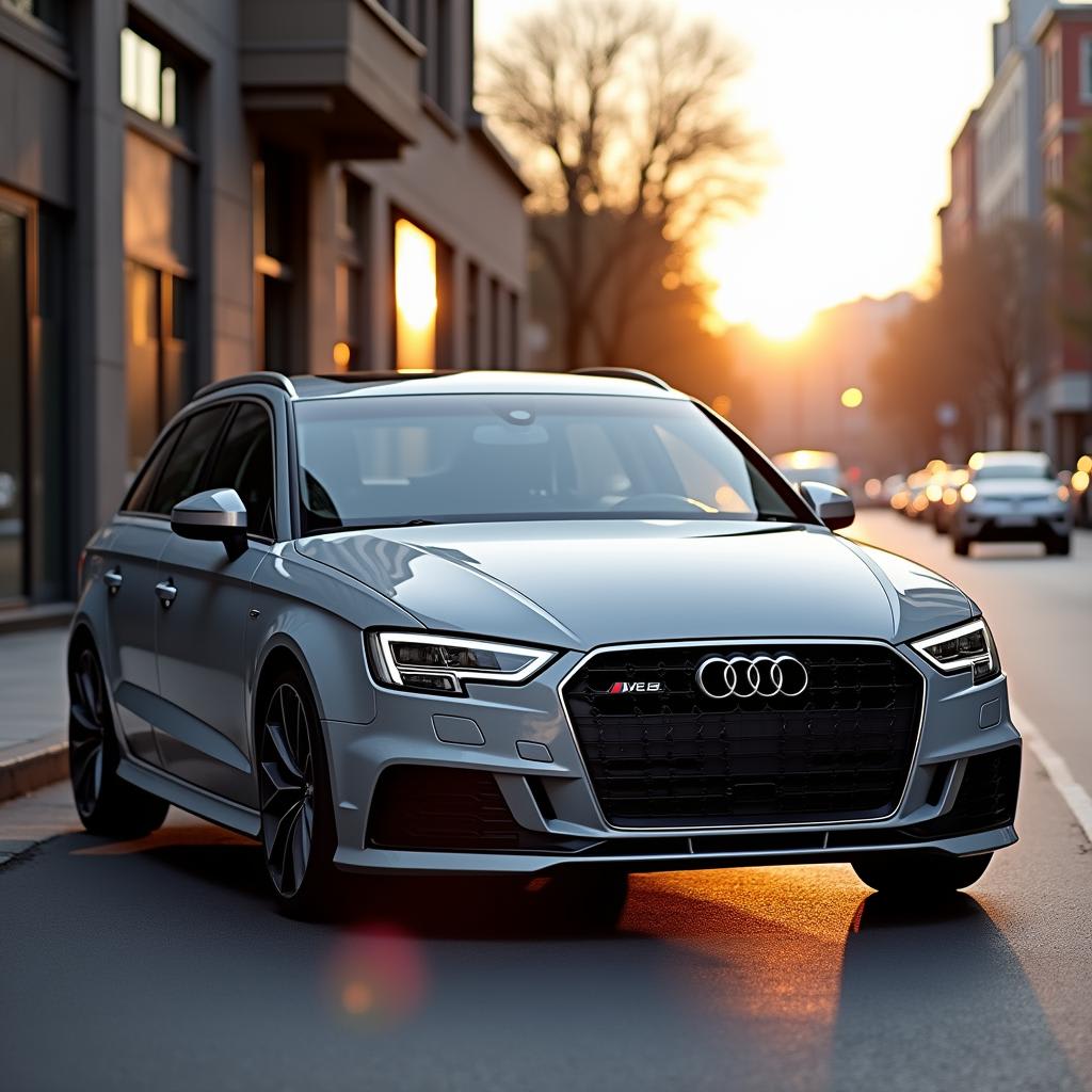 Audi A3 compact luxury sedan with sleek design, LED headlights, and a premium high-tech interior