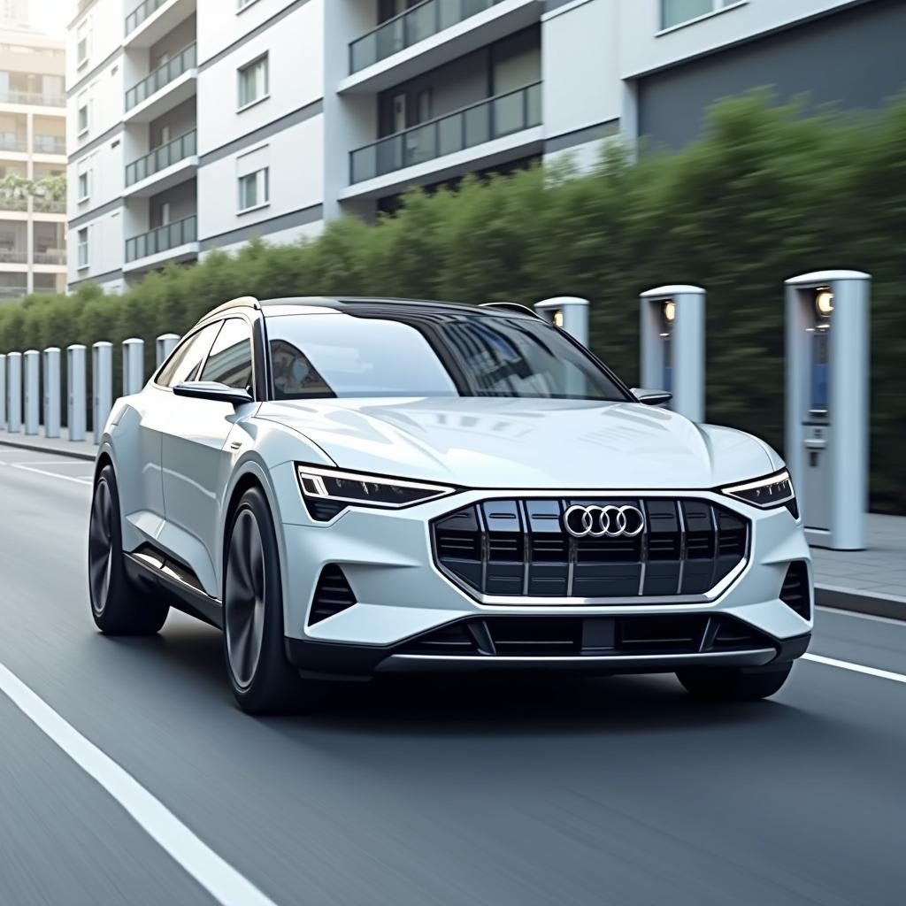 Audi e-tron all-electric SUV with sustainable performance and modern design