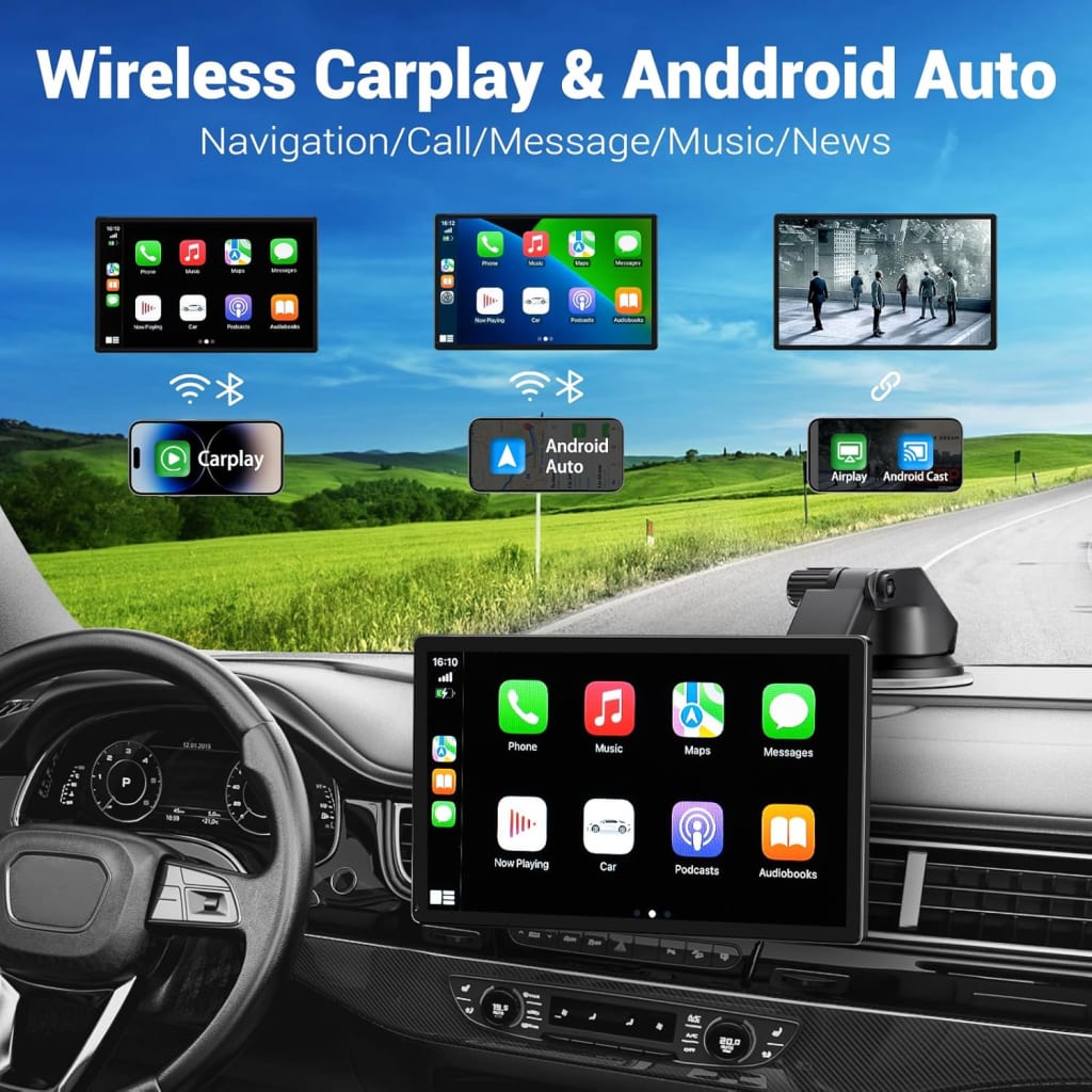 Wireless Apple Carplay Screen for Car 4K Dash Cam