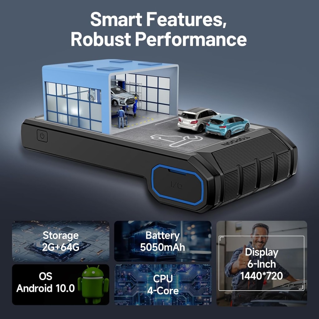 TOPDON Scanner AD800BT V2.0, Bidirectional Scan Tool, Full Systems Diagnostic Tool for All Vehicles, Automotive Diagnostic Scanner for Car, 28+ Services, FCA AutoAuth, CANFD, 2 Years Free Update