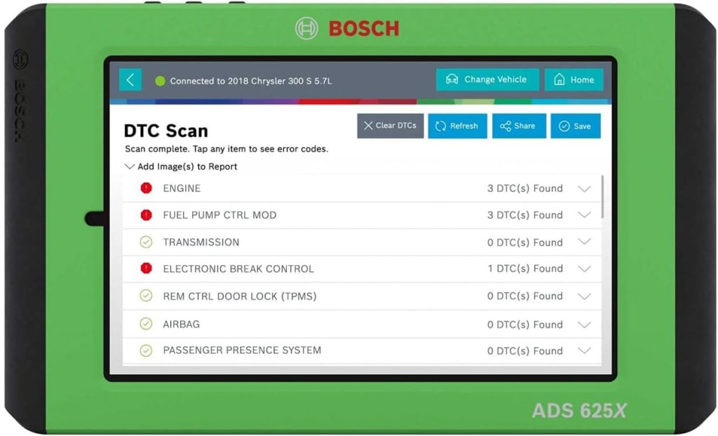 Bosch 3975 ADS 625x Next Generation Diagnostic Scan Tool with 10β High-Res Display, Full ADAS Capability, Wireless VCI, Multipurpose Docking Station, and Much More