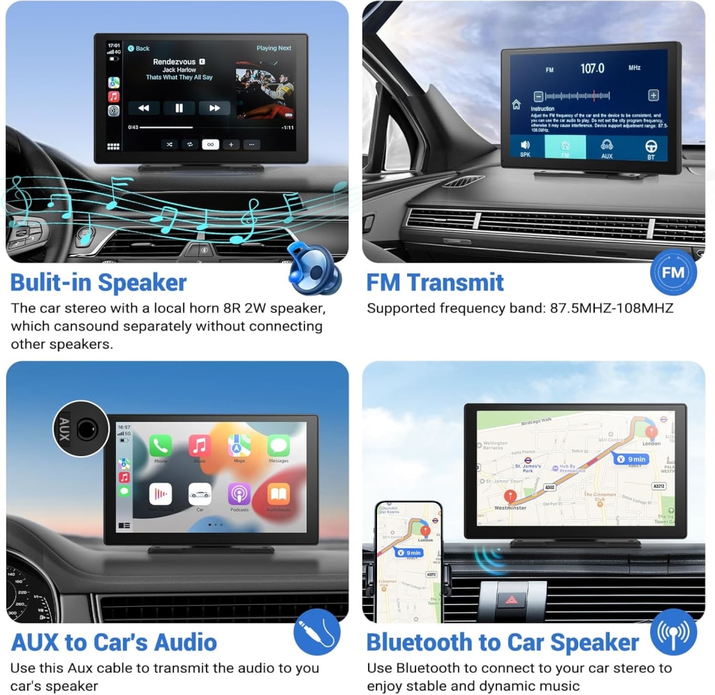 Wireless Apple Carplay Screen for Car 4K Dash Cam