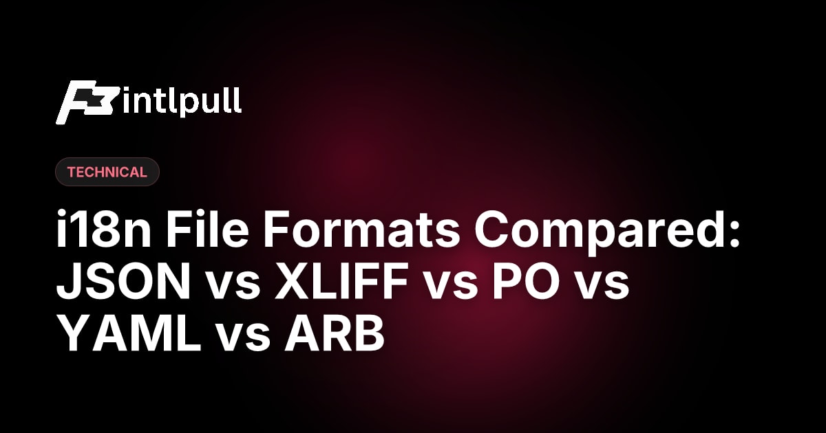 i18n File Formats: JSON vs XLIFF vs PO vs YAML (2026)