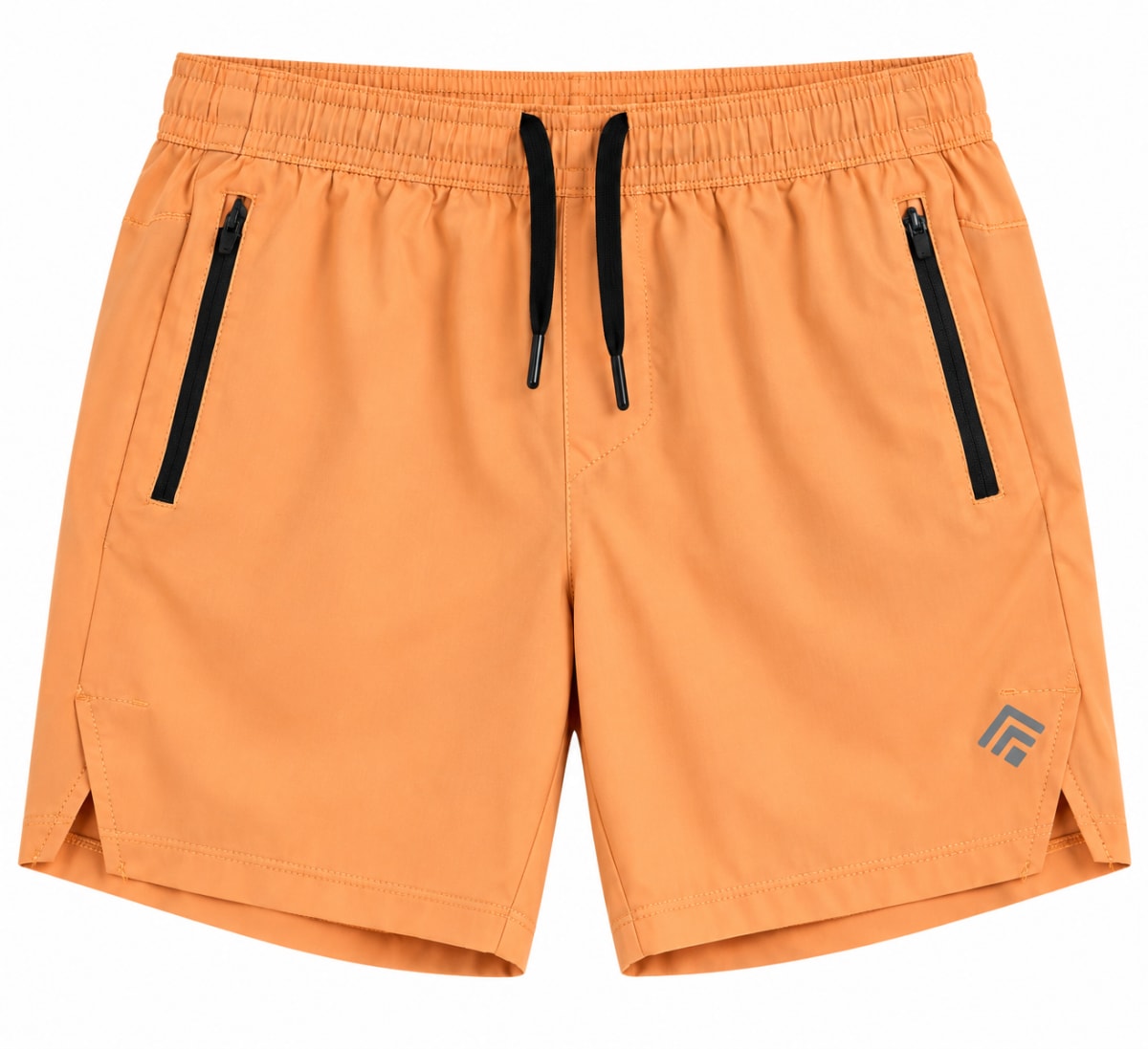 Peach Orange Zip-Pocket Casual Shorts