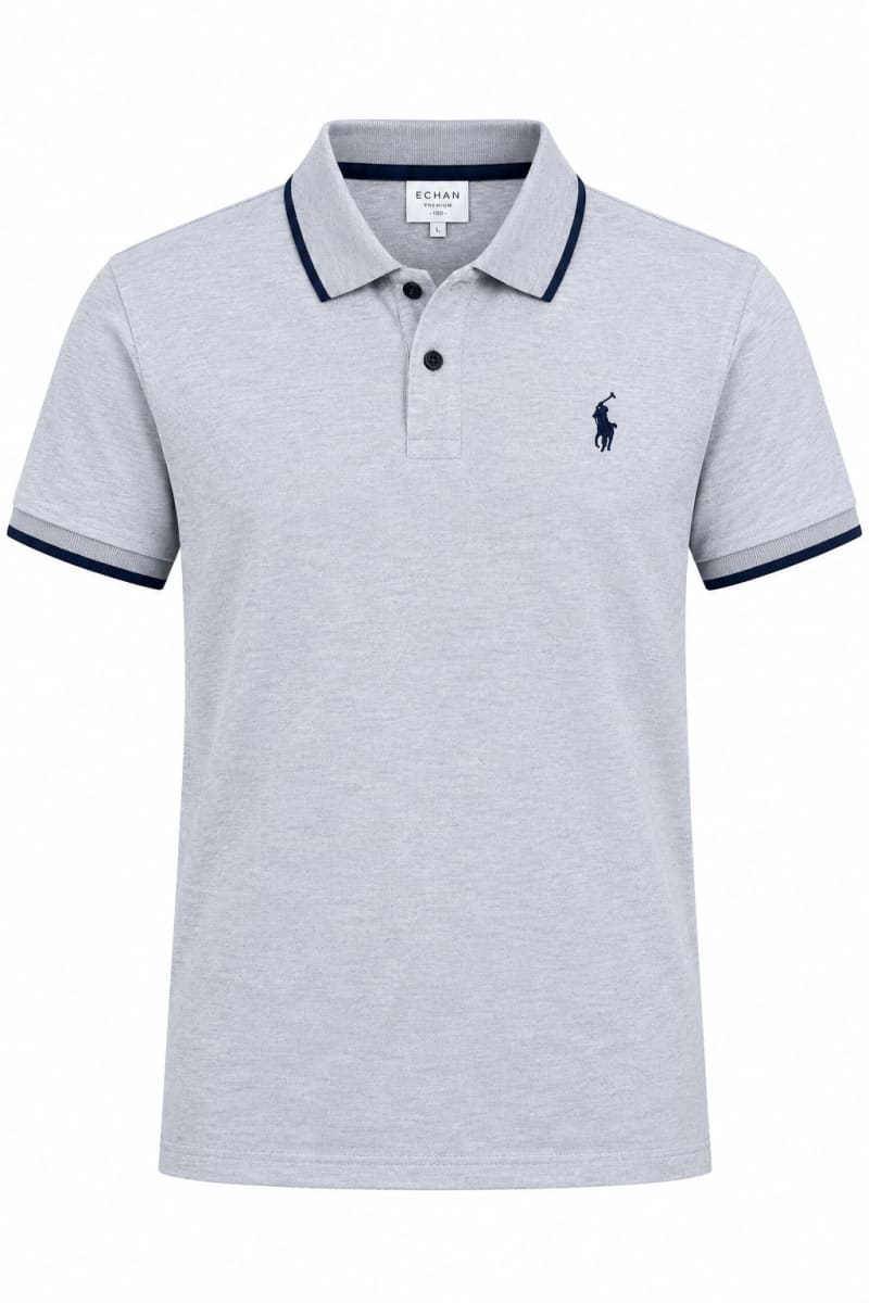 Light Grey Contrast-Trim Polo Shirt