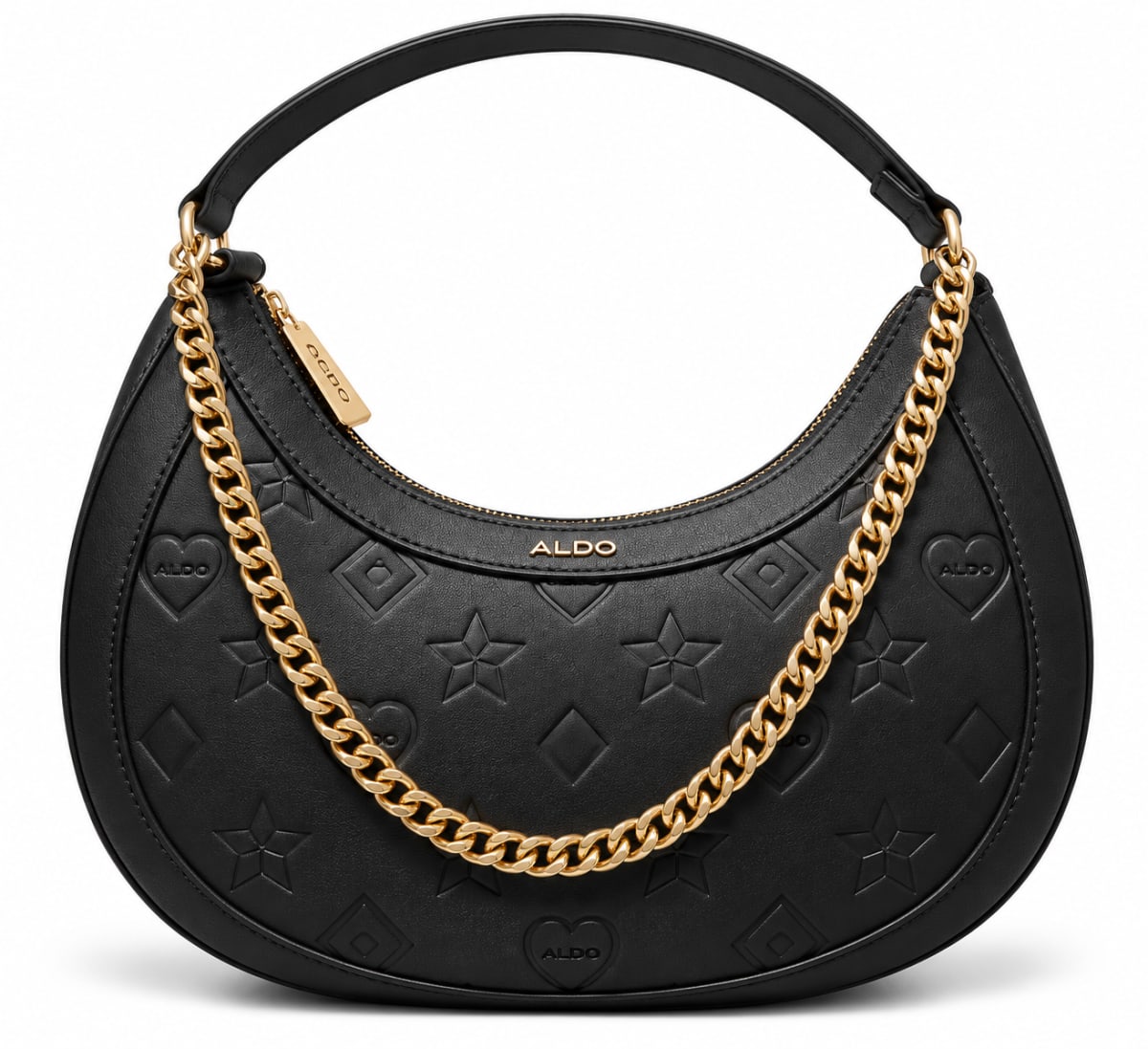 ALDO Black Embossed Crescent Shoulder Bag