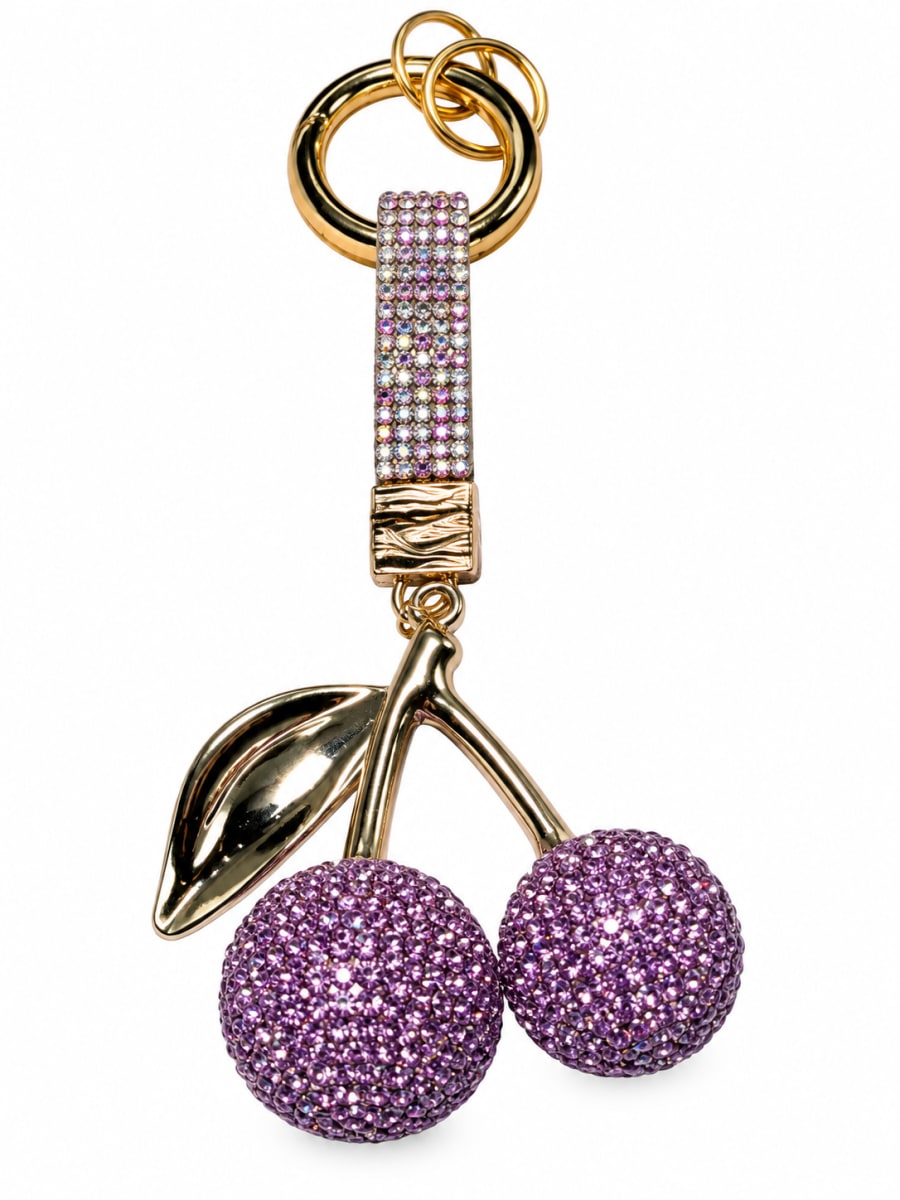 Rhinestone Cherry Keychain Charm 2
