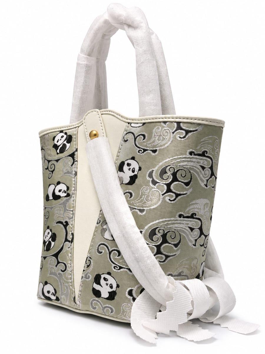 Panda Jacquard Structured Tote Bag