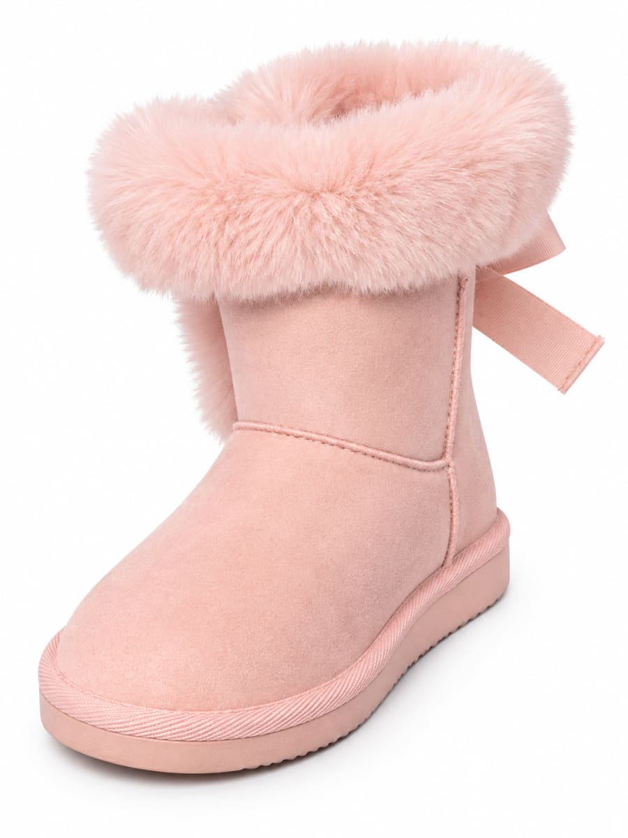 Juicy Couture Blush Pink Faux-Fur Kids Winter Boots