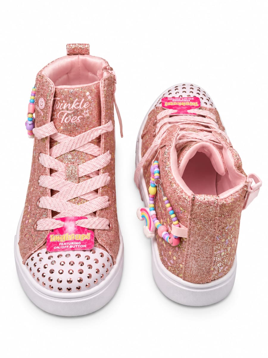 Twinkle Toes Pink Glitter High-Top Sneakers