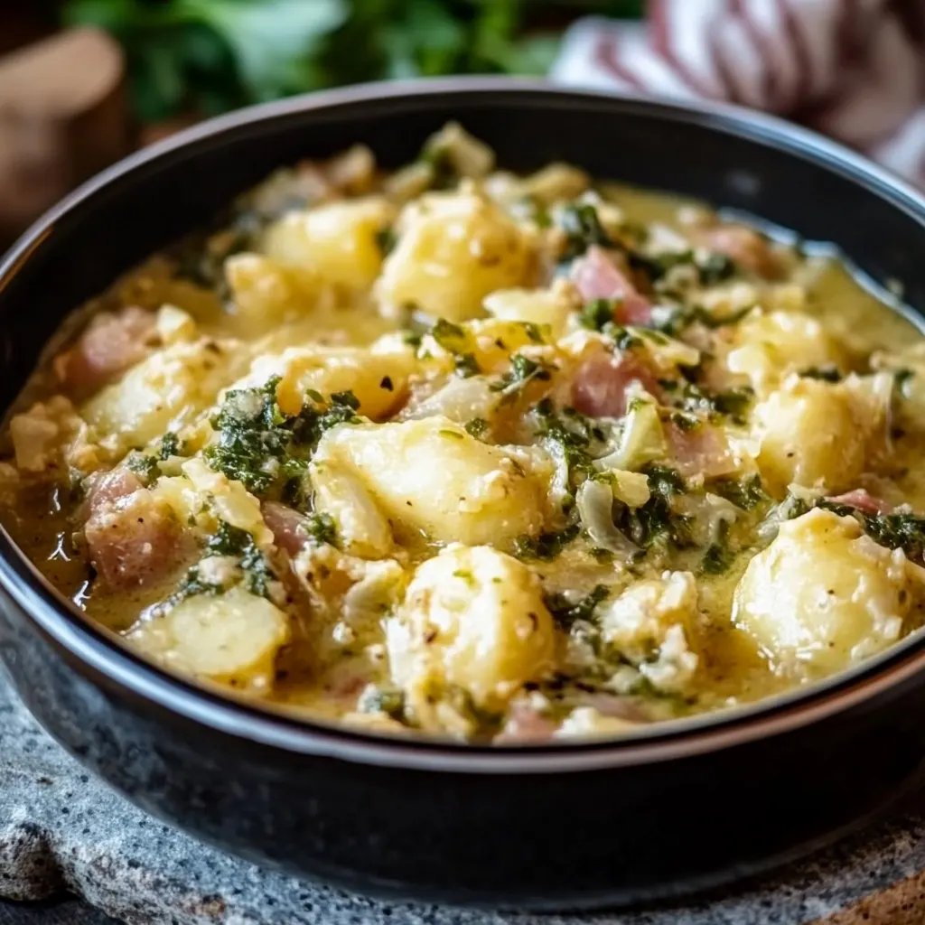 Cremiger Wirsing in Bechamelsauce mit Kartoffelbrei