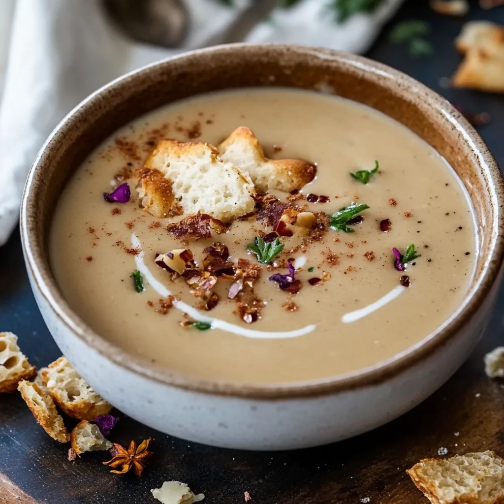 Cremige Maronensuppe mit Zimt-Croûtons
