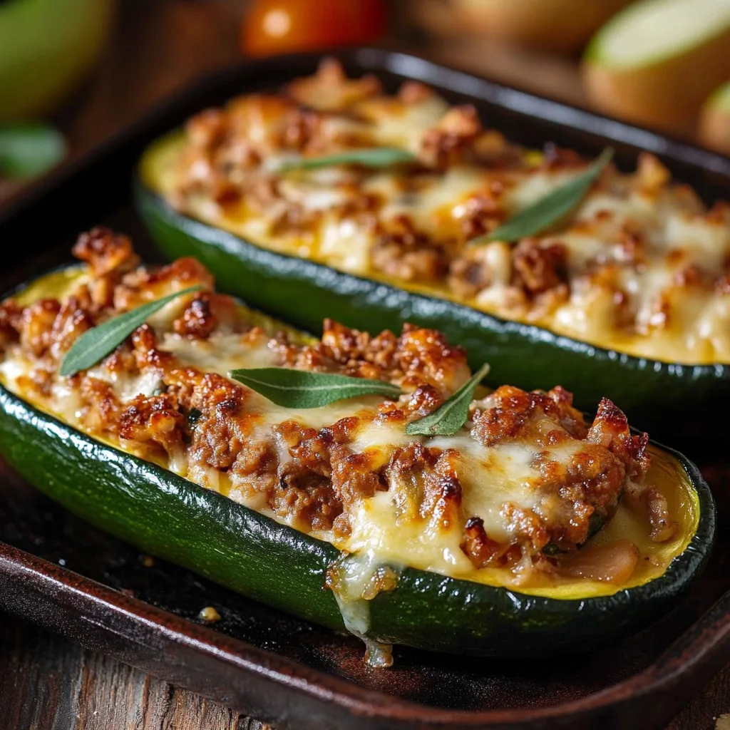 Gefüllte Zucchini mit Hackfleisch und Käse