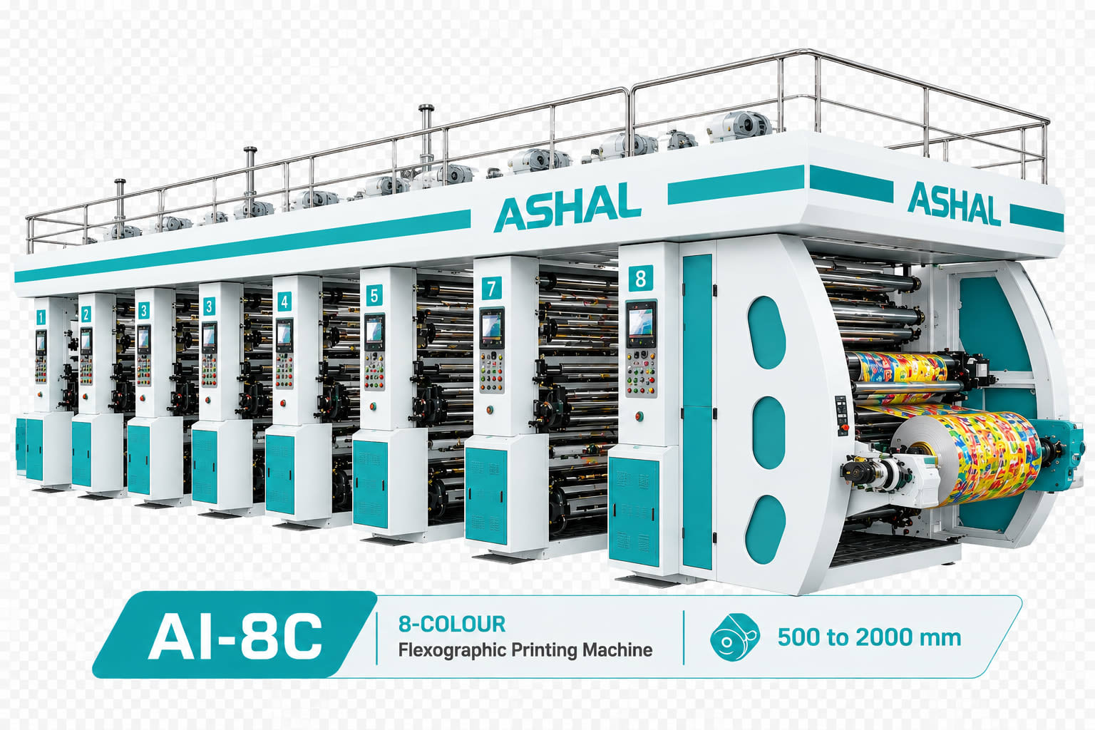 AI-8C 8-Color CI Flexographic Printing Machine — 500 to 2000 mm