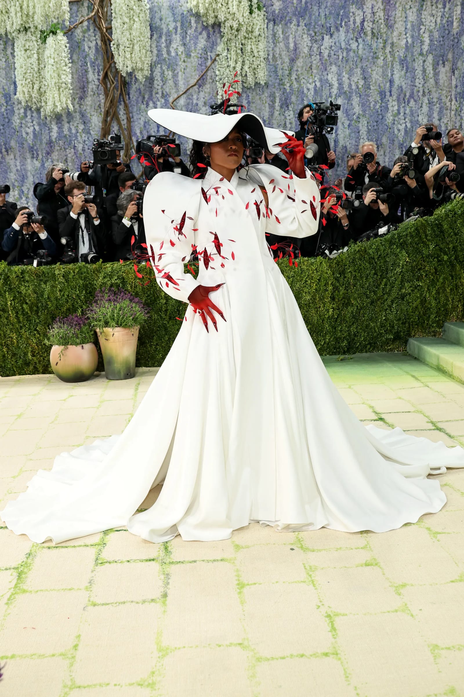 Naomi Osaka Met Gala 2026 Robert Wun red white dress
