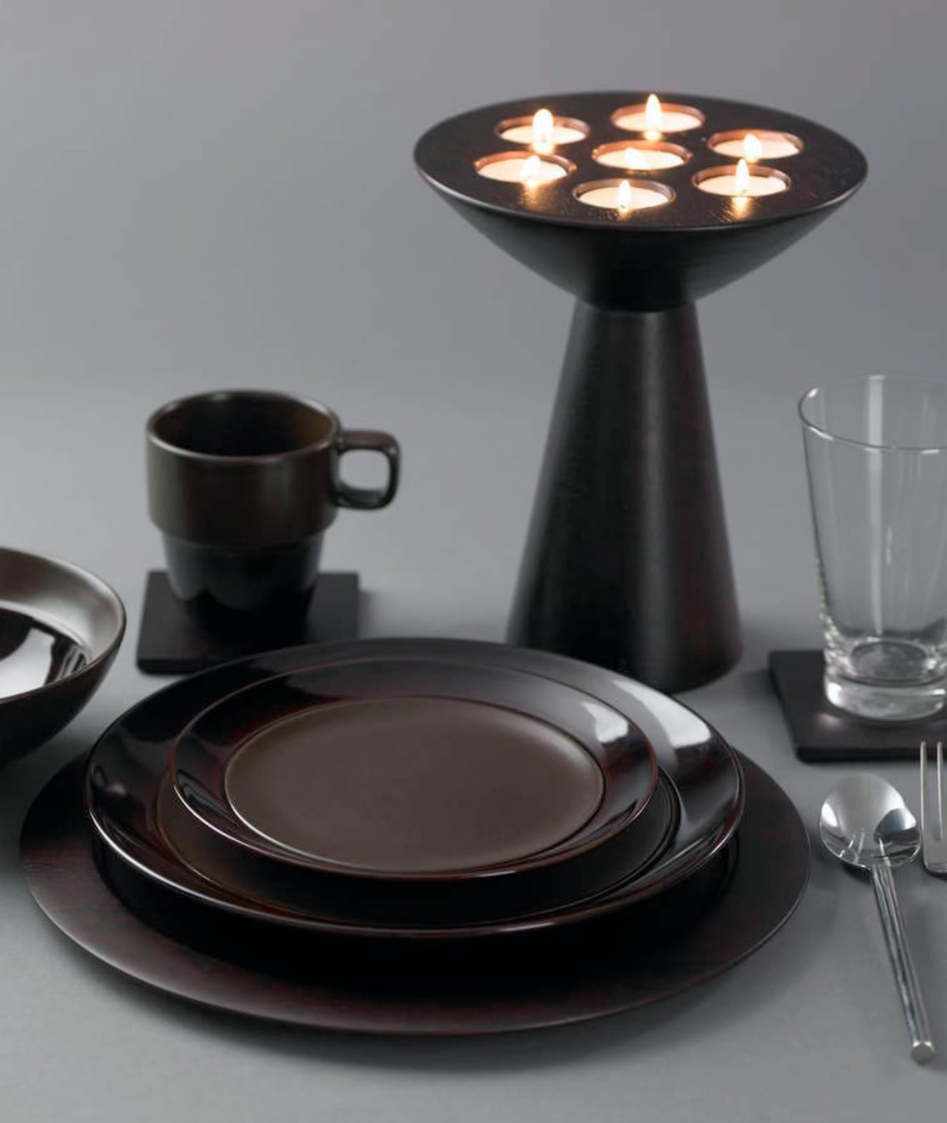 Black Pedestal Tapered Candle Holder